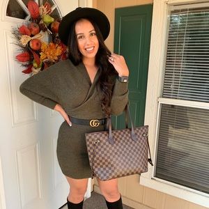 Fall Sexy Dress Olive green knitted dress - Large